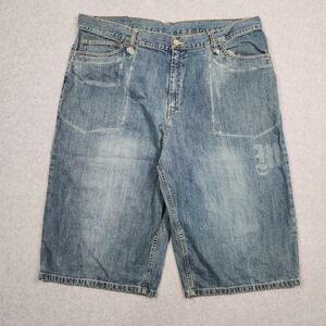 Vintage Makaveli Shorts Size 40Blue Tupac‎ Hip Hop Loose Baggy Denim Jorts 90s